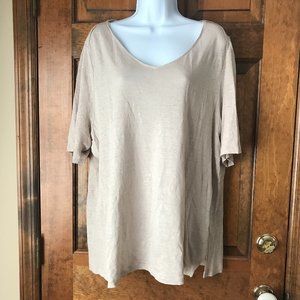 J. Jill love linen Taupe Scoop Neck Short Sleeve Tee Size 3X